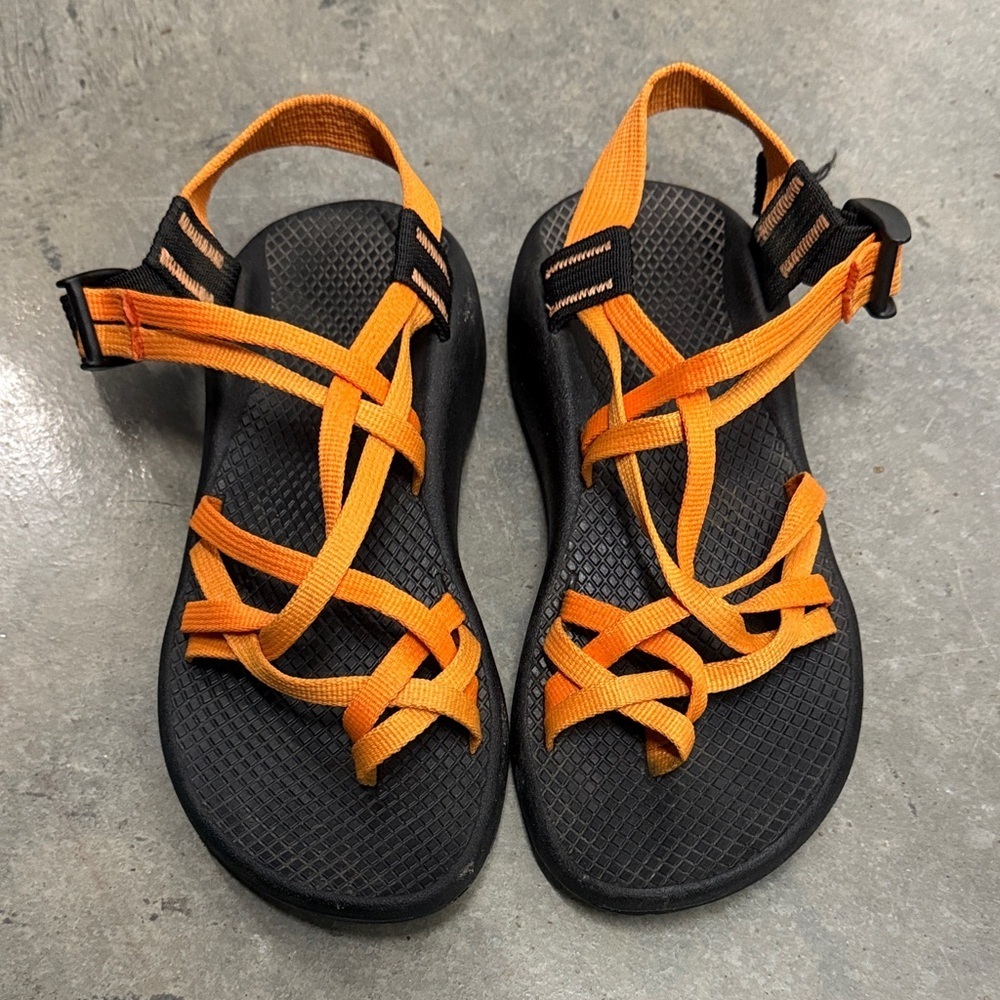 Chaco Vibrant Orange and Black Sandals